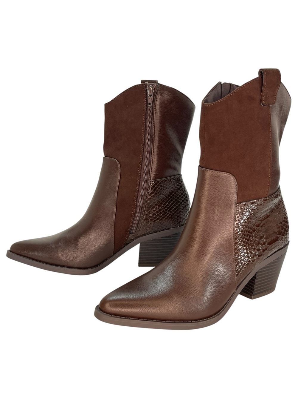 Sun + Stone Biancaa Brown Faux Leather Womens Ankle Boots Size 8.5M - Picture 8 of 12